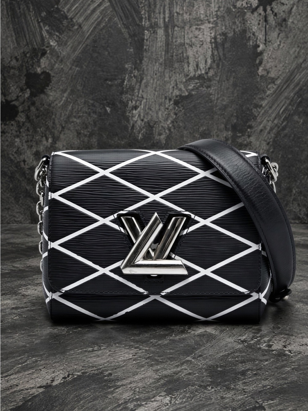Louis Vuitton Black & White Epi Diamond Twist Crossbody